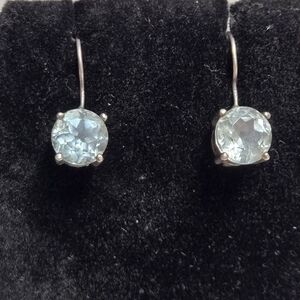 Vintage Avon Sterling Silver Blue Topaz Earrings 3/4" Drop by 3/8"